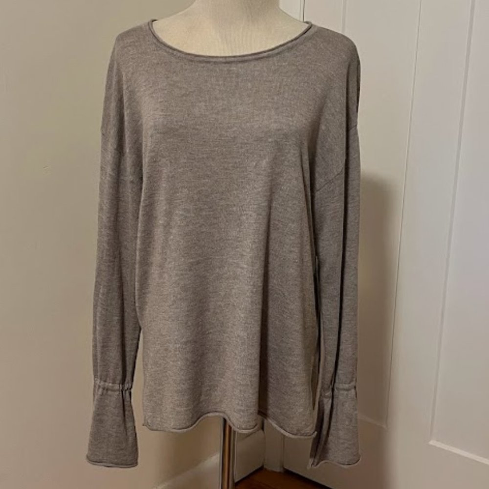 Beige Sweater with Bell Sleeves